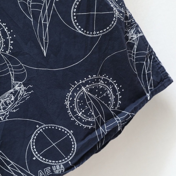 American Eagle Nautical print shortsleeve men's shirt navy blue L Large cotton - Picture 10 of 10